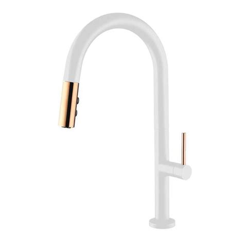 Homlux Single Handle Pull Down Sprayer Kitchen Faucet With High Arc Spout In Whitecopper