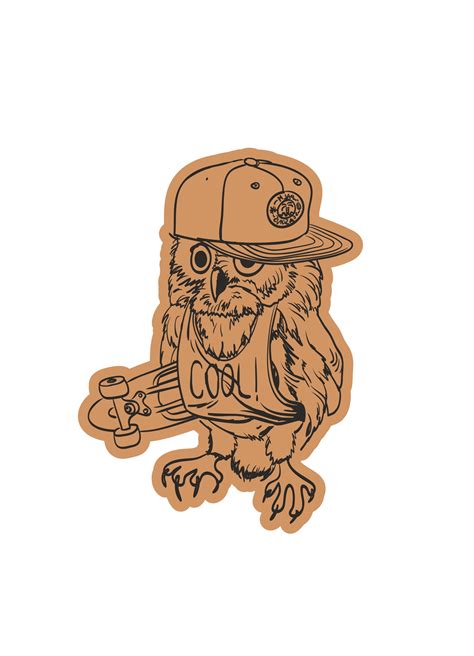 Skater Owl With Cap Laser Cut Engraving Template Free Vector Cnc File