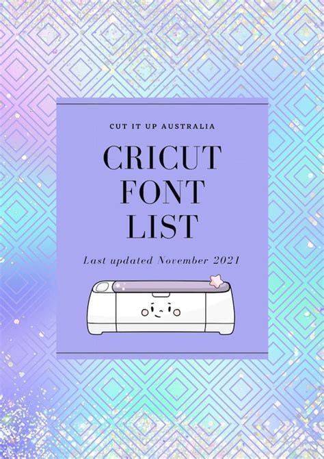 Cricut Font List Printable Etsy