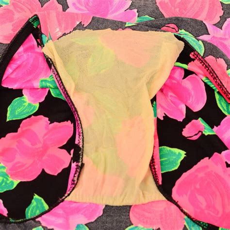 VINTAGE NEON SWIMSUIT M L S Hot Pink Black Green Rose Print Floral One Piece Swim Bathing Suit