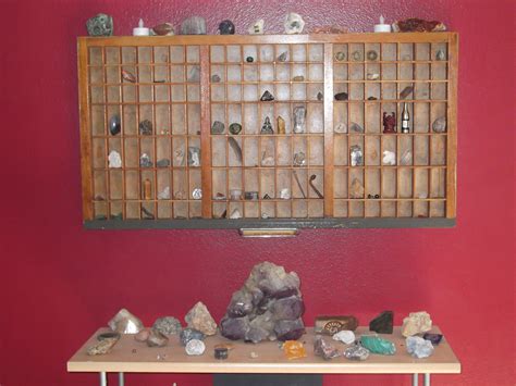 Antique Printing Case Used As Rock Display Case Diy Display Display