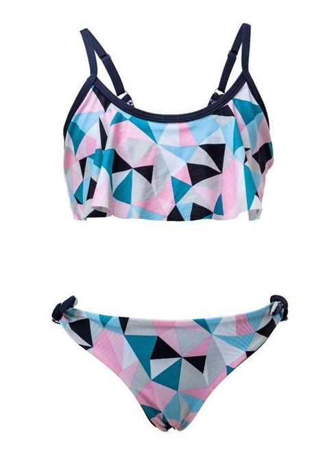 Snapper Rock Bikini Voor Meisjes Pink Geo Blauw Roze Gray Maat 128 134cm Bol