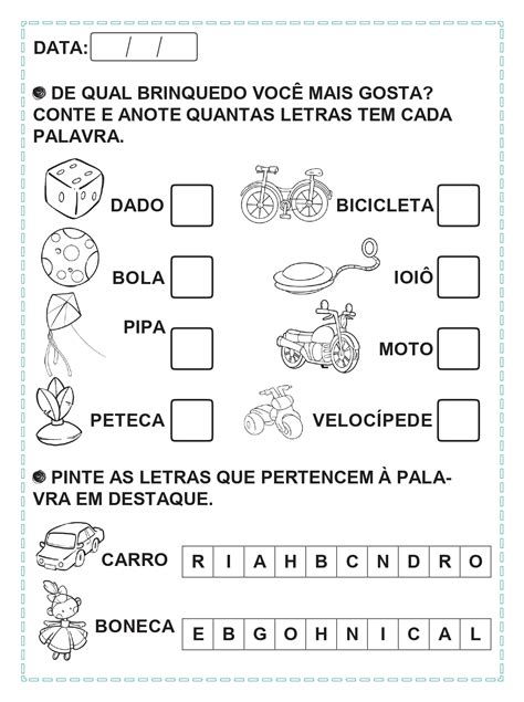 Atividades De Linguagem Para Educação Infantil 5 Anos