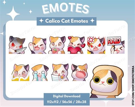 Calico Cat Emote For Twitch Youtube Discord Cute Chibi Emote For