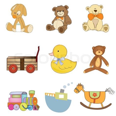 Funny toys items set isolated on white ... | Stock vector | Colourbox