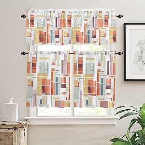 Amazon Yokou Kitchen Curtains And Valances Set Modern Abstract