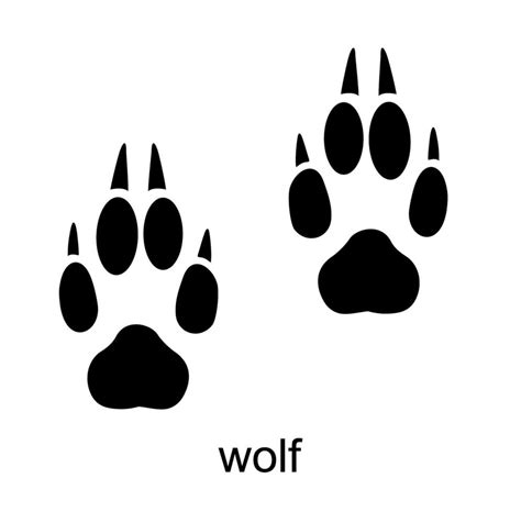 Wolf track, Wolf footprint. Ink, silhouette Vector illustration ...