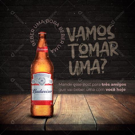 Post Bebidas Cerveja Gelada Budweiser Social Media Psd Editável