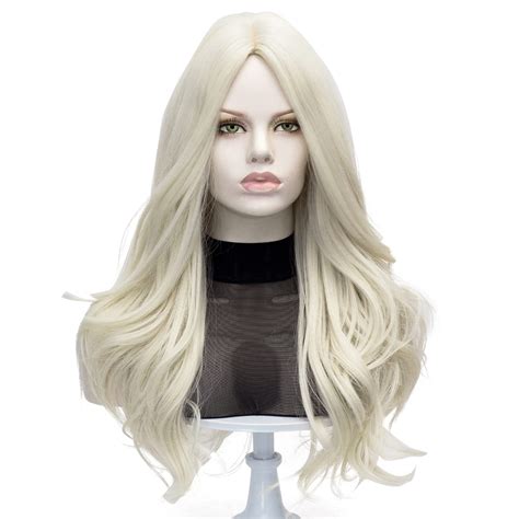 Platinum Blonde Wig Coraline Long Wavy Bonde Peluca Realistic Curly