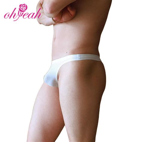 Wholesale Men S Sexy Stretch Ice Silk Bikini Briefs Mid Rise Jockstraps Panties Breathable G