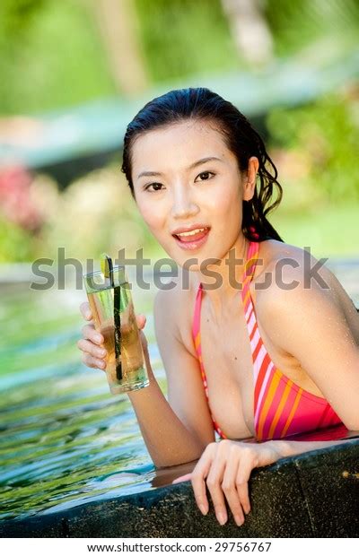 Attractive Chinese Woman Bikini Swimming Pool Stock Photo 29756767 Shutterstock