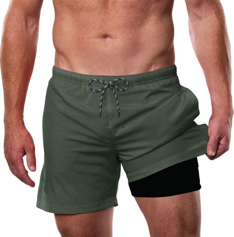 Cozople Mens Swim Trunks With Compression Liner 5 5 Inseam Quick Dry