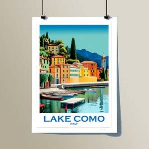 Lake Como Italy Travel Poster By Wall Arty Exclusive Design Lake Como