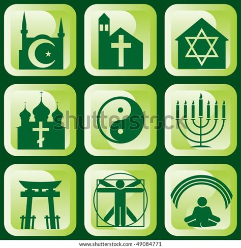 Set Vector Icons Religious Signs Symbols เวกเตอร์สต็อก ปลอดค่า