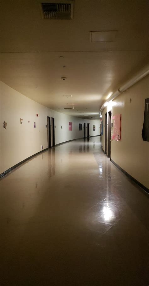 School Hallway At Night Rliminalspace