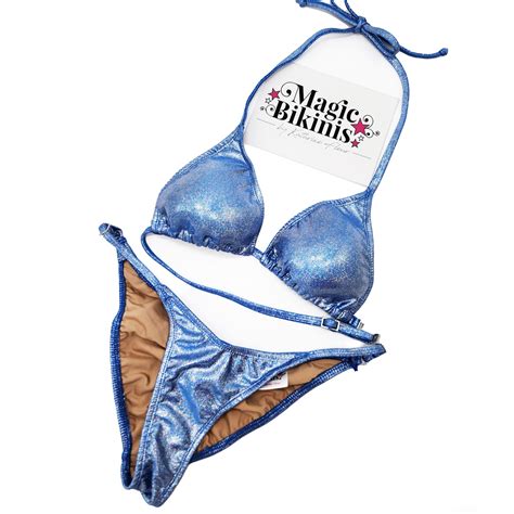 NPC IFBB Pro League Fit Model Bikini Blue Holographic Glitter