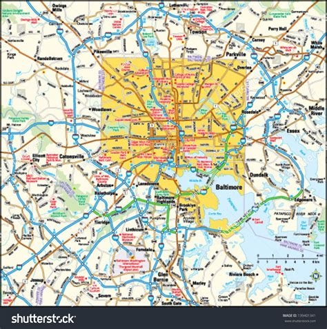 Baltimore Maryland Area Map Stock Vector (Royalty Free) 139401341