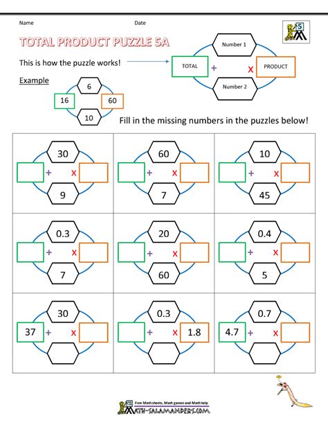 Printable Math Puzzles 5th Grade