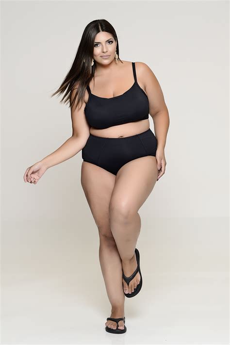 Biqu Ni Preto Plus Size Top E Calcinha Hot Pants Vk Moda Plus Size