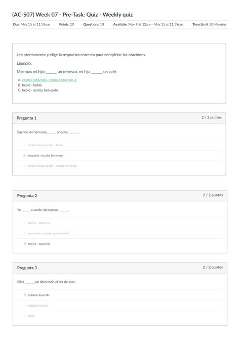 AC S07 Week 07 Pre Task Quiz Weekly quiz Inglés 3 Studocu