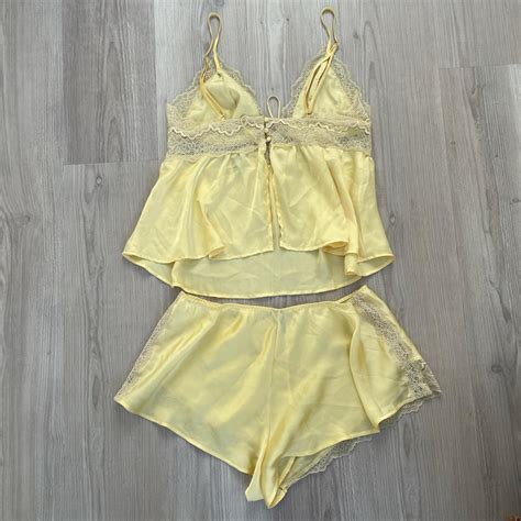 Victoria Secret Yellow Lace Lingerie Set Depop