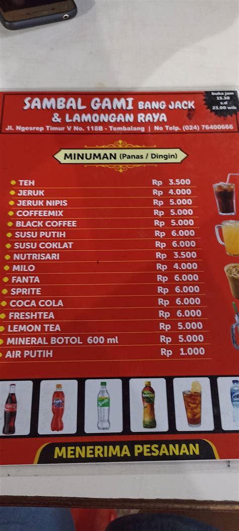 Menu At Sambal Gami Bang Jack Lamongan Raya Restaurant Semarang