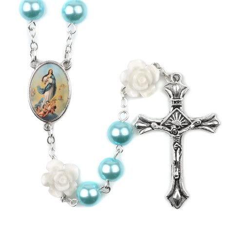 Glass Pearl 8mm Beads Religious Rosaries Catholic Rose Rosary Cross