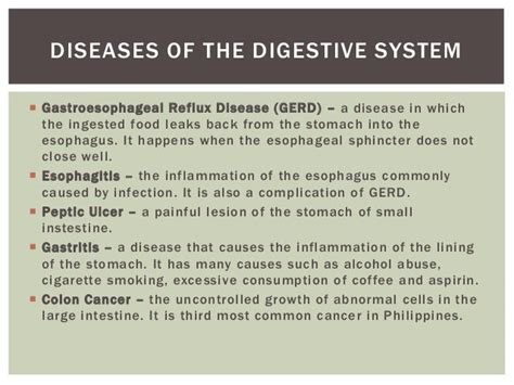 Disorders And Diseases Of The Digestive System