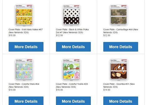 Selection of New 3DS cover plates refreshed on the Nintendo online store