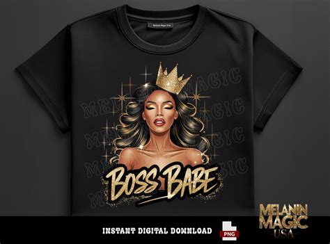 Boss Babe Png Sublimation Design Glamorous Woman Png Empowerment Png Glitter Gold Crown Png