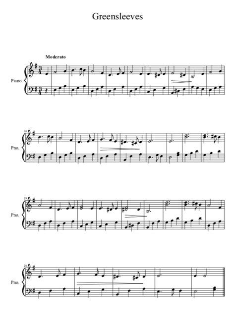 Greensleeves Partitura F Cil E Gratuita Em Pdf La Touche Musicale