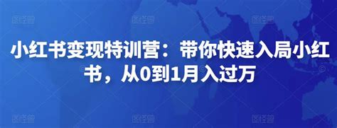 小红书变现特训营：带你快速入局小红书，从0到1月入过万 Vpsche小车博客