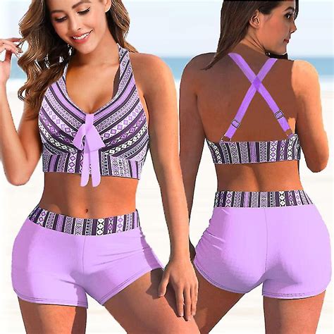 Kvinder Ny Ankomst Kvinde Sommerstribet print Bikini sæt Badedragt Sexet badedragt Todelt sæt