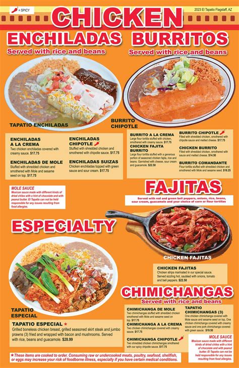 El Tapatio Mexican Restaurant Menu