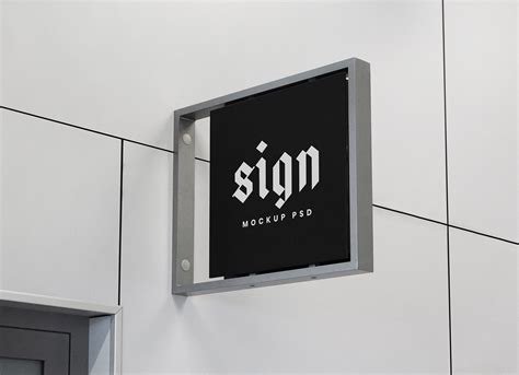 Free Indoor Wall Mounted Signage Mockup PSD - Good Mockups