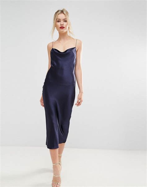 Bec And Bridge Sirens Satin Midi Dress Navy Navy Blue Satin Dress Navy