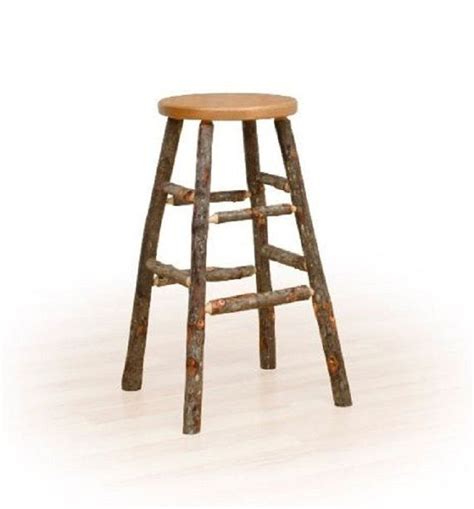 Rustic Hickory On Hickory Or Hickory On Oak Standard Bar Stool 18 Inch No Back No Arms