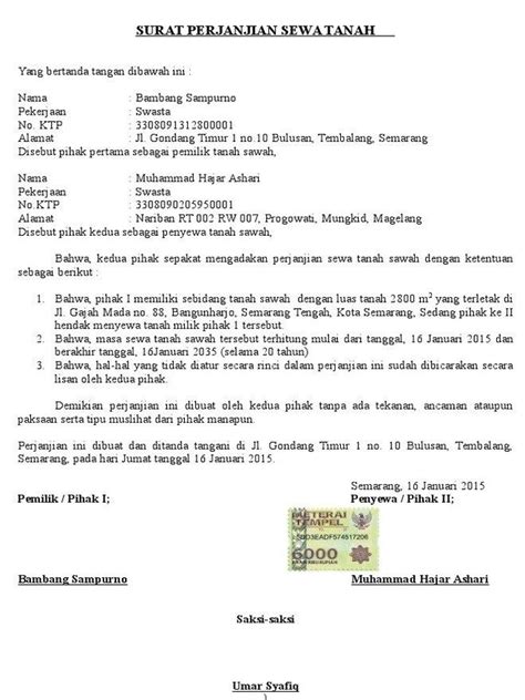 Surat Perjanjian Sewa Kios 52 Koleksi Gambar