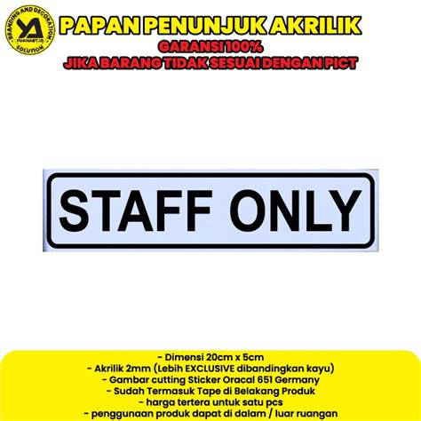 Jual Akrilik Sign Staff Only Perlengkapan Kantor Rumah Sekolah Ruangan