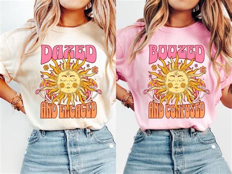 Hippie Bachelorette Party Shirts Dazed And Engaged Groovy Bachelorette Shirts Boozed And