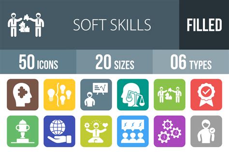 soft skill flat  corner icon icons creative market