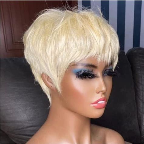 Amazon Qingcheng Short White Blonde Hair Wig Synthetic Wigs For Black Women Short Pixie