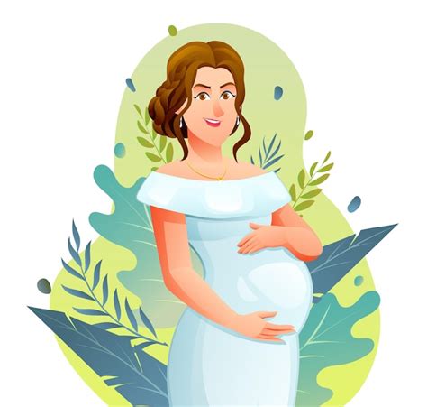 Une Femme Enceinte Heureuse étreignant Son Ventre Sur Un Fond Naturel