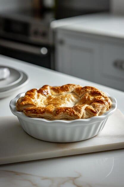 Premium Photo Traditional English Pork Meat Pie In Ramekin On A Board On Marble Kitchen Table