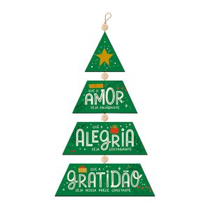 Placa Decorativa Para Porta Árvore De Natal Corda 34 5x20cm Mdf