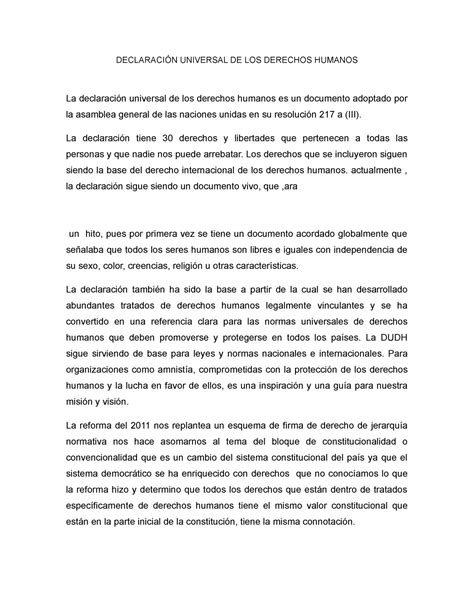 Declaración Universal De Los Derechos Humanos DeclaraciÓn Universal