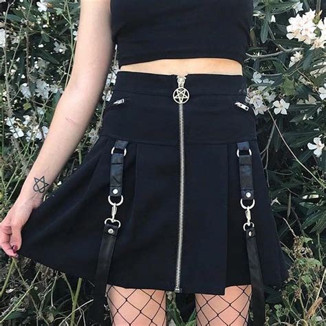 Women Mini Skirts Punk Gothic Hip Hop Sexy Club Aline High Waist Solid