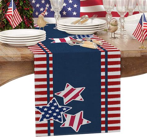 Amazon Bayson 4th Of July Table Runner Blue Red Stripe And Star