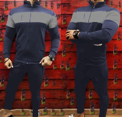 Blue And Grey Full Sleeves Mens Cotton Polyester Tracksuit At Rs 450