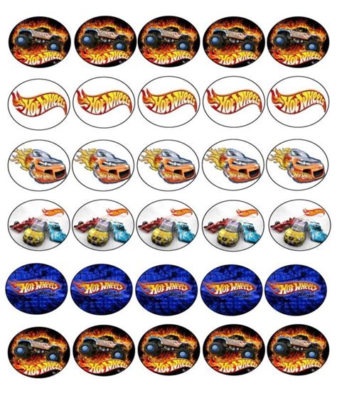 Resultado de imagen para cumpleaños con temática de hot wheels Hot wheels cupcakes toppers